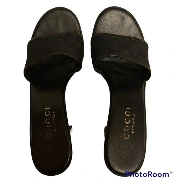 Y2K AUTH GUCCI TOM FORD MONOGRAM CANVAS OPEN TOE HIGH HEEL SANDALS ⭐️⭐️⭐️⭐️⭐️ - Picture 6 of 16